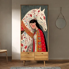 Шкаф двухстворчатый "Бербер (Berber) Арт "Девушка и конь" арт BB16/Art13